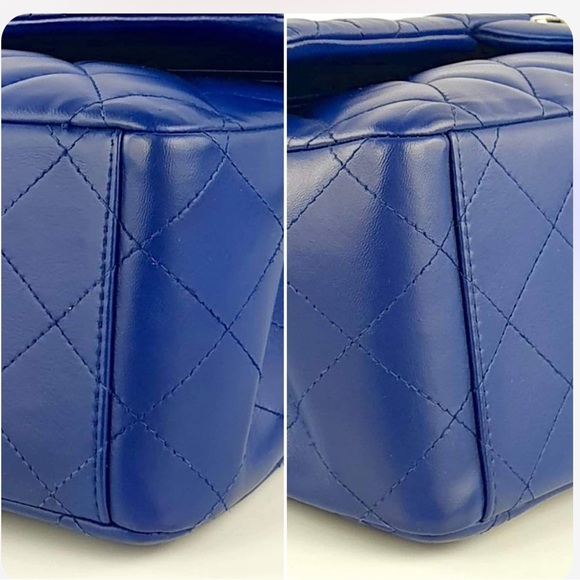 CHANEL Jumbo Classic Double Flap Bag in Cobalt Blue Lambskin - Picture 12 of 13